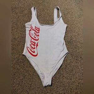 White bathing suit one piece coca cola retro